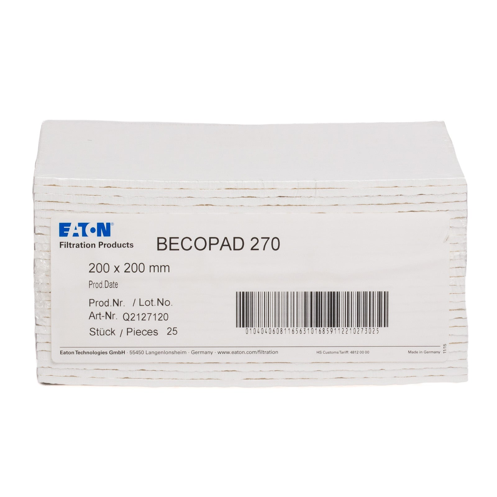 Strati Filtranti di Profondità BECOPAD 270 (20x20 cm) (0,5-0,7 μm) (25pz)