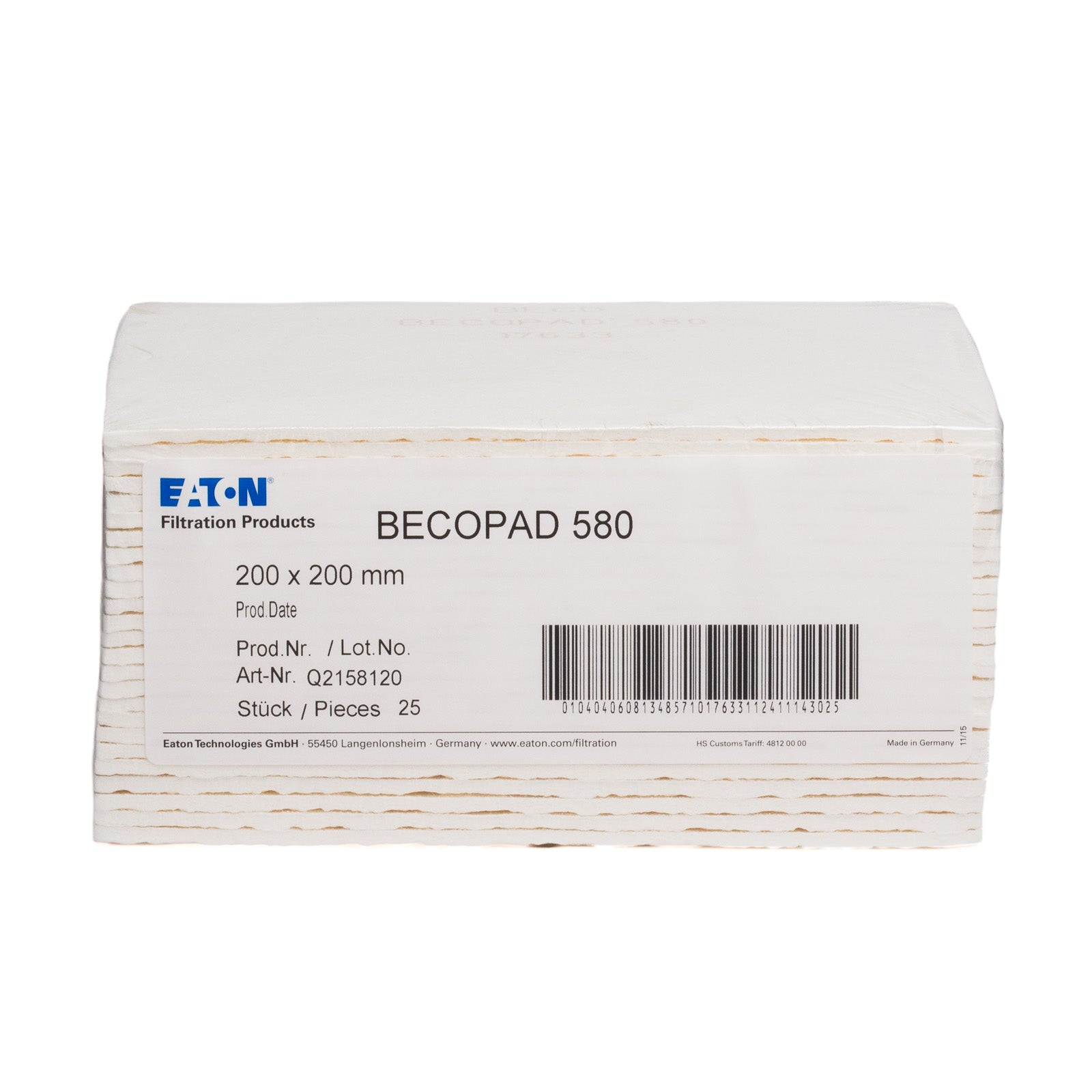 Strati Filtranti di Profondità BECOPAD 580 (20x20 cm) (8-10 μm) (25pz)