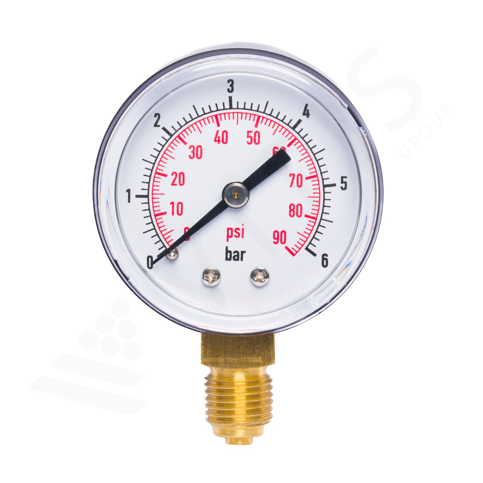 Manometro GAS 1/4" M Radiale, Cassa Ø 50 mm in ABS, Range 0-6 bar