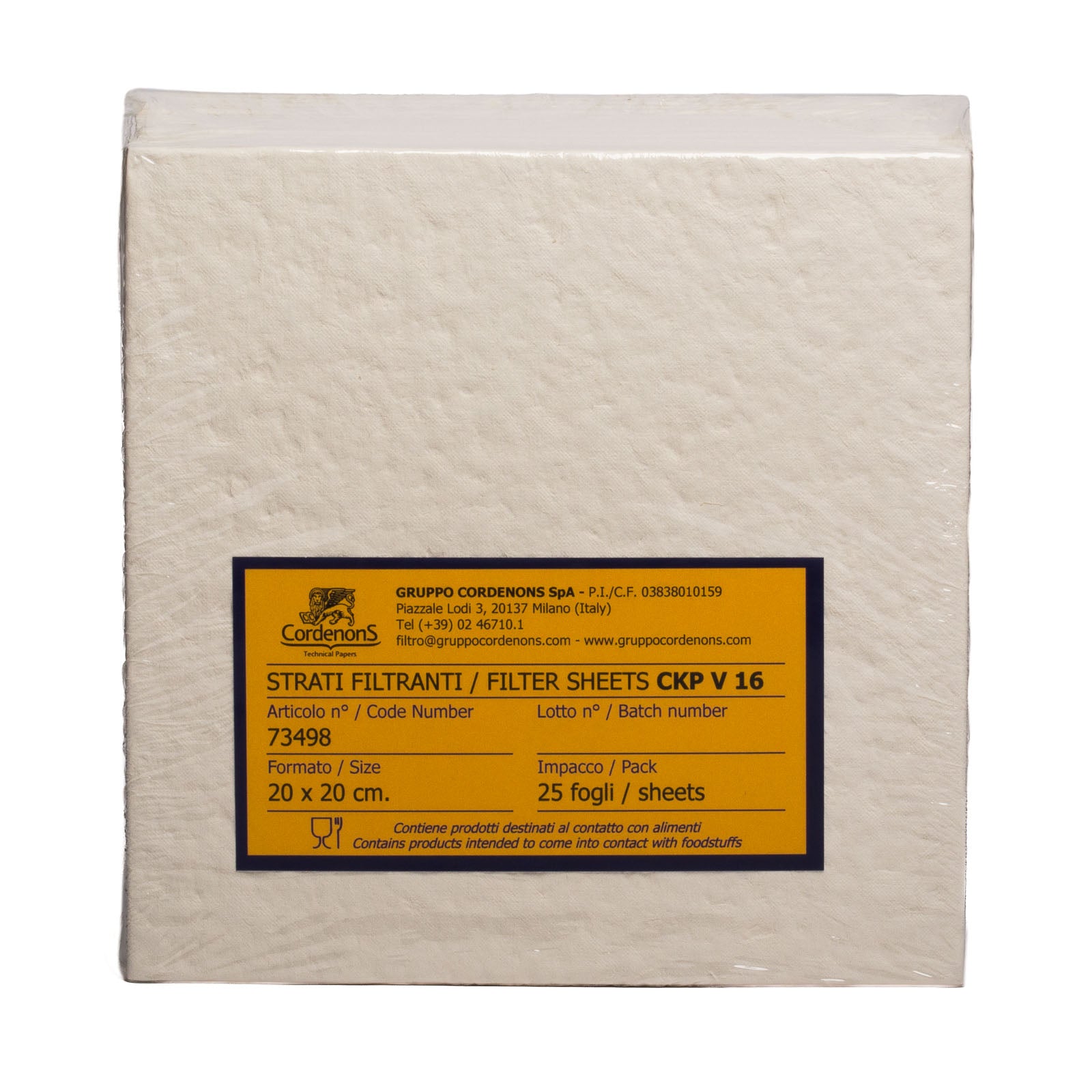 Strati Filtranti di Profondità CKP V16 (20x20 cm) (2 μm) (25pz)