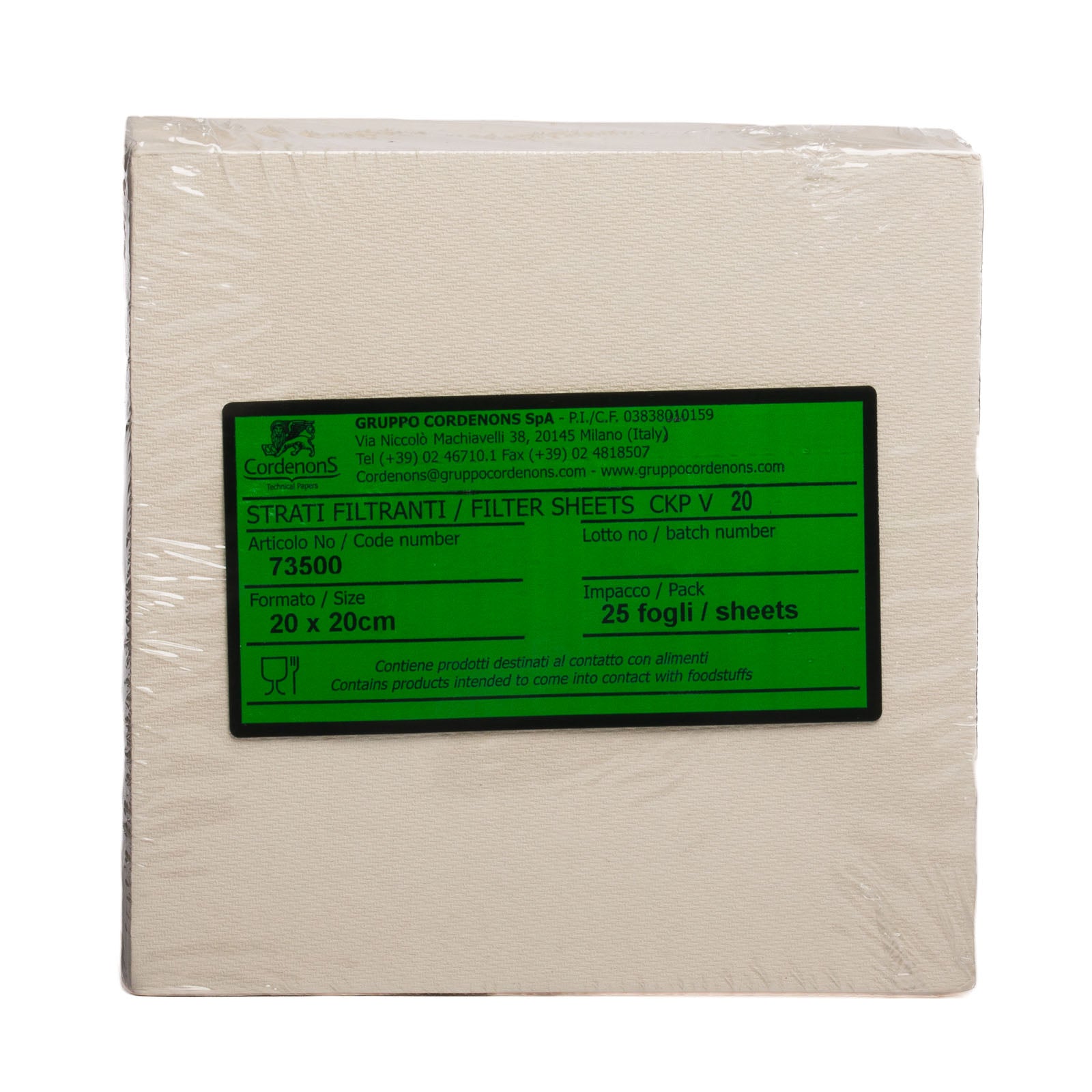 Strati Filtranti di Profondità CKP V20 (20x20 cm) (0,7 μm) (25pz)