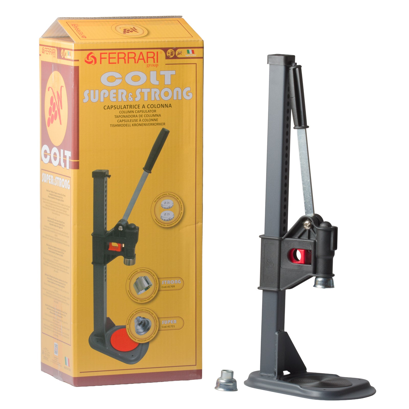 Tappatrice a Colonna Regolabile "COLT SUPER" per Tappi a Corona Ø 26-29 mm