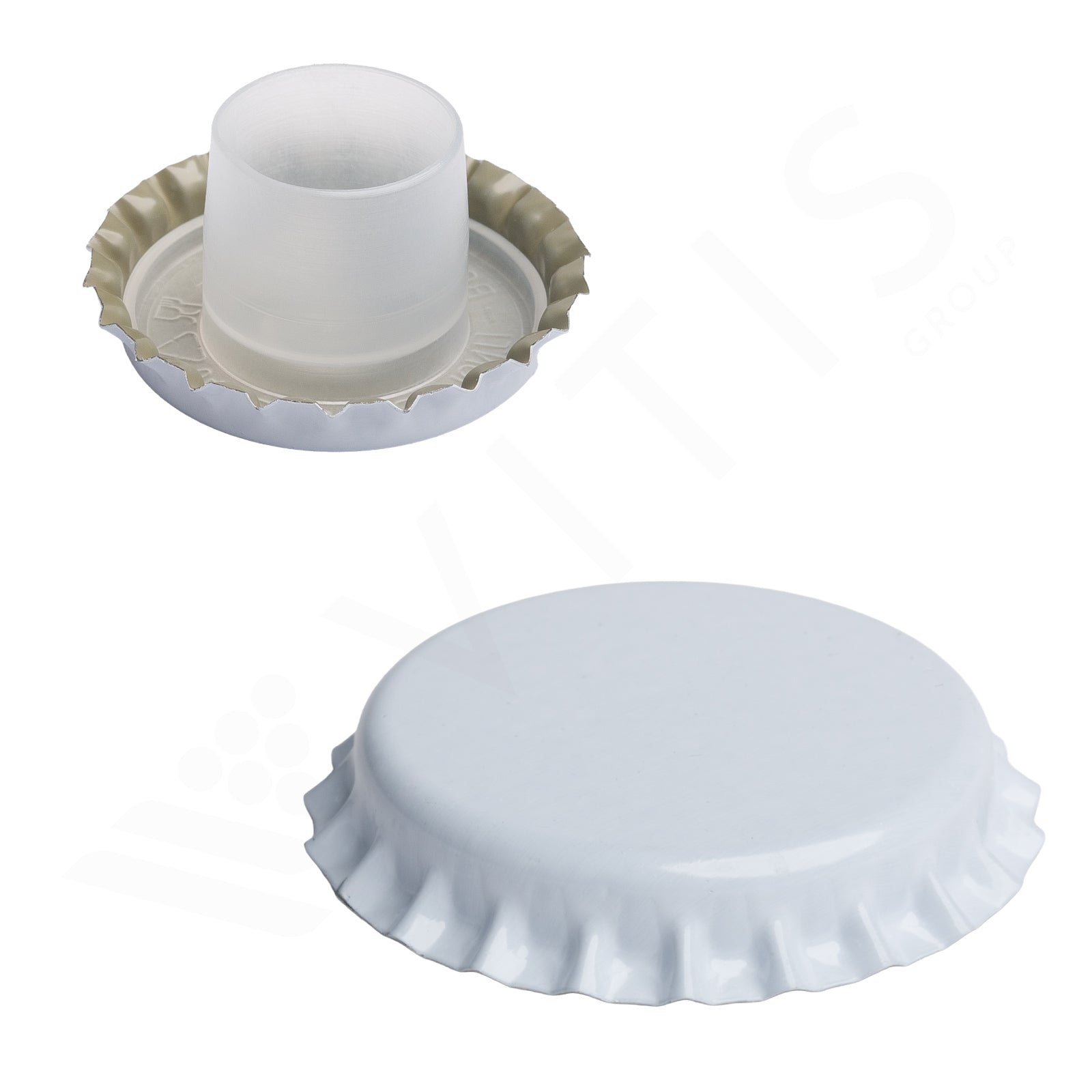 Tappo a Corona Bianco Ø 29 mm con Bidule Lungo - Per Spumante Metodo Classico (200 pz)