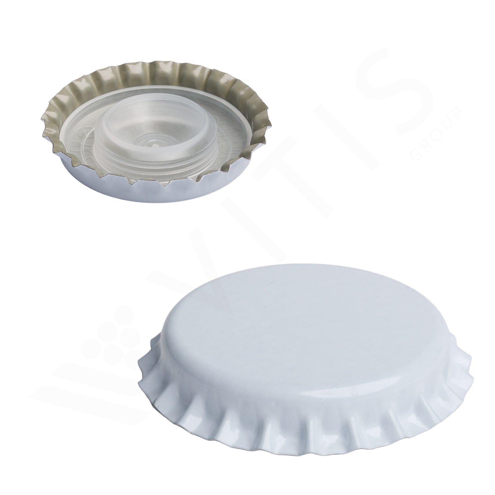 Tappo a Corona Bianco Ø 29 mm con Sottotappo - Per Spumante Metodo Classico (200 pz)