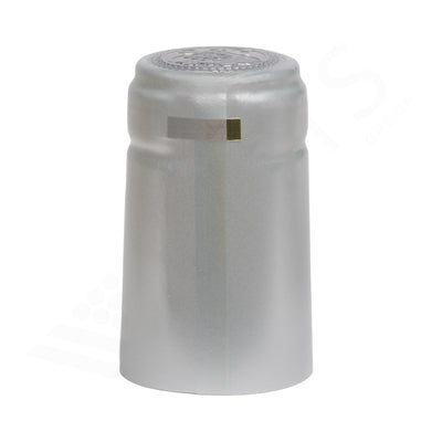 Capsule Termoretraibili PVC 31x55 mm con Strip Argento Opaco per Bottiglie Vino (100pz)