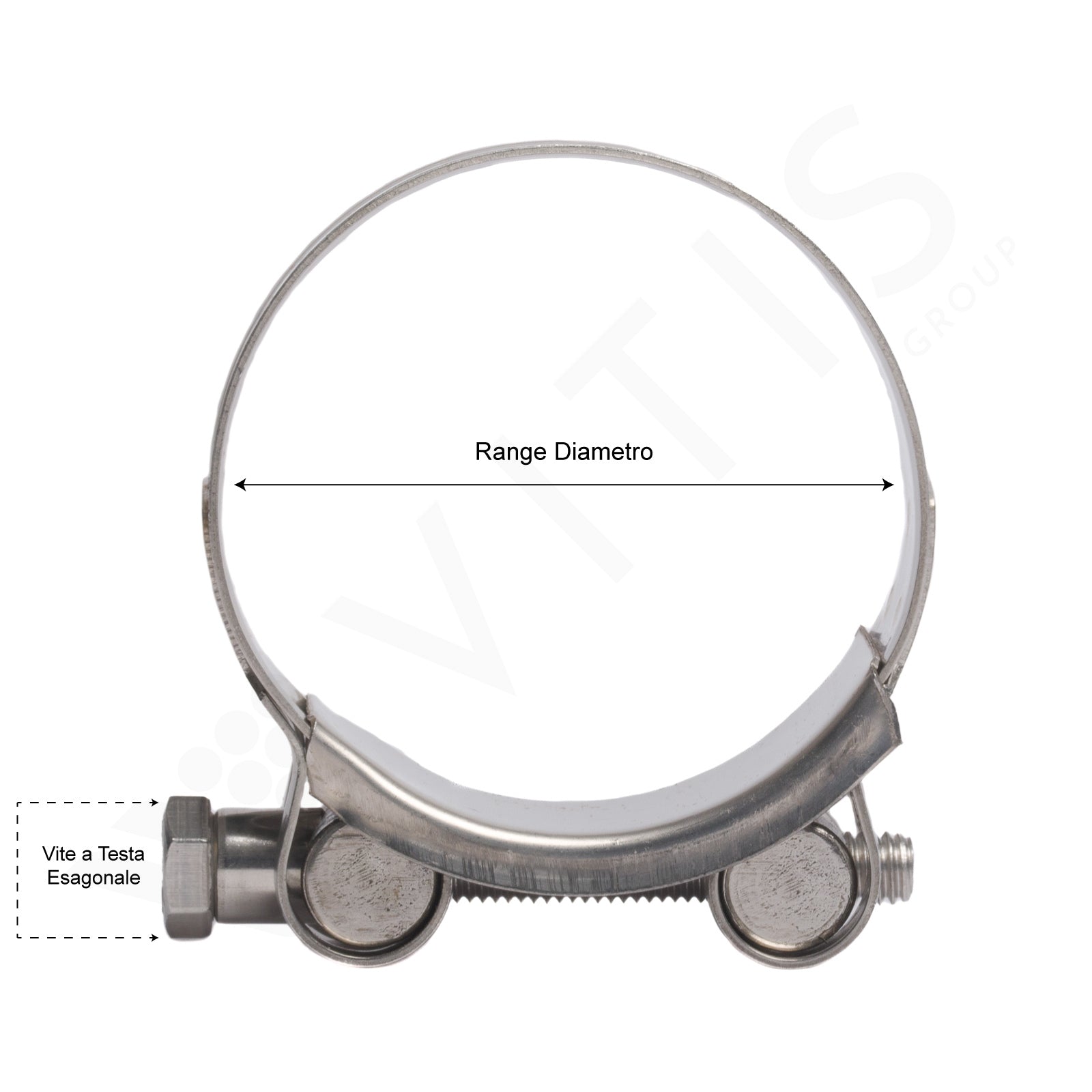 Collare Stringitubo a Banda Piena in Acciaio INOX W4 (Ø 68-73 mm)