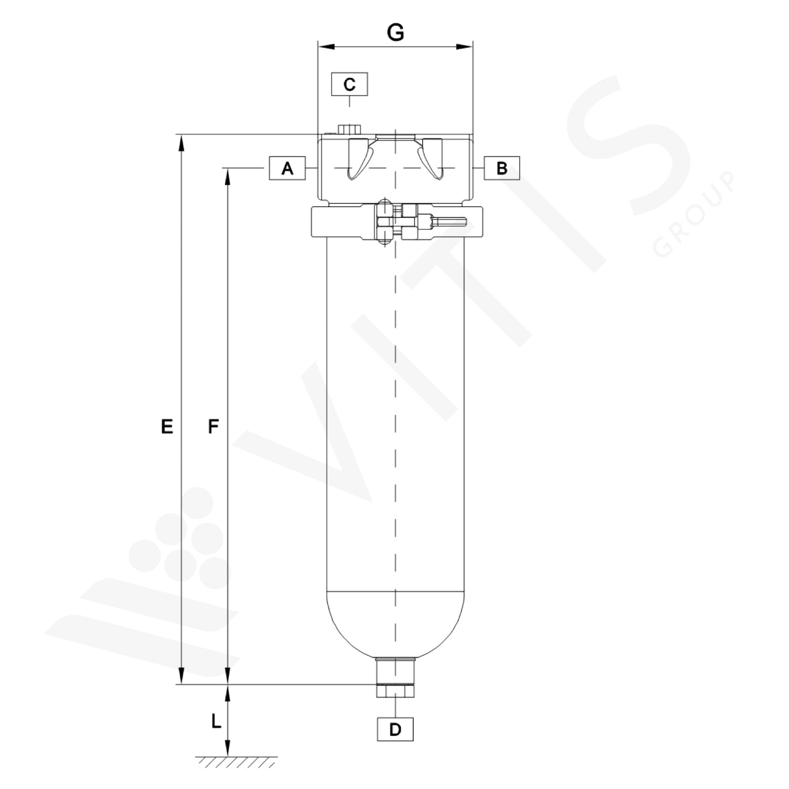 Filtro Housing INOX 10" AISI 316 per Microfiltrazione (Attacco GAS 3/4" - Cartucce DOE)