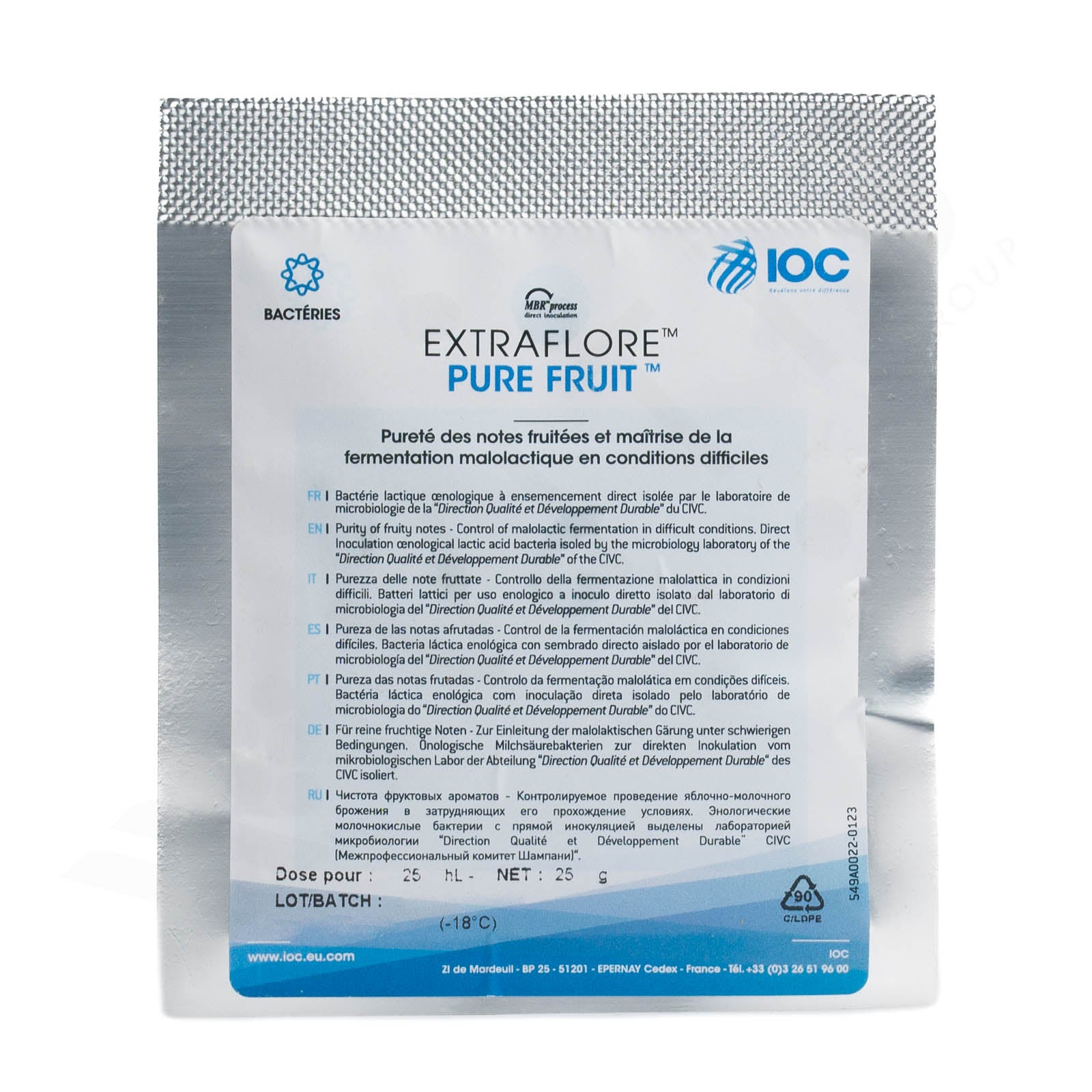 EXTRAFLORE PURE FRUIT (Dose per 25hl) - Batteri Malolattici a Inoculo Diretto