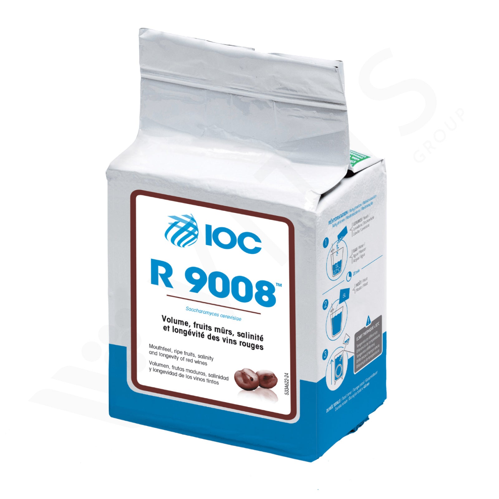 IOC R9008 (0,5kg) - Lievito per Vini Rossi Strutturati, Vellutati e Fruttati