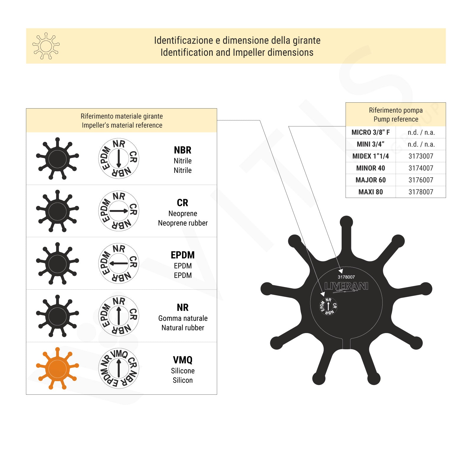 Girante Flessibile per Liverani MIDEX 1"1/4 in Neoprene (CR) - Ricambio Originale Cod. 3173007