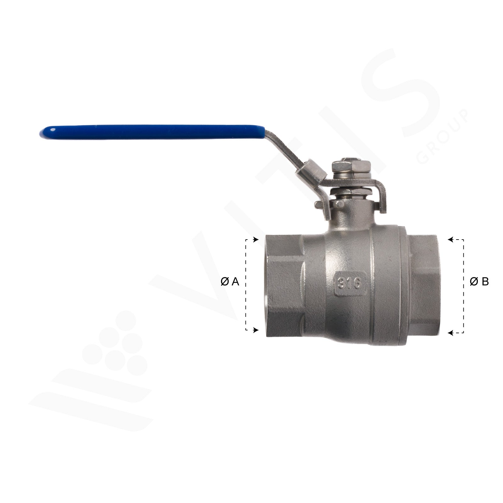 Valvola a Sfera INOX GAS 1" F x GAS 1" F