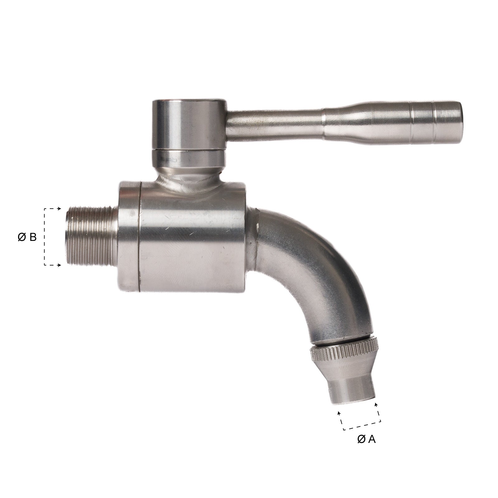 Rubinetto INOX con Leva e Collo Curvo GAS 3/8" M