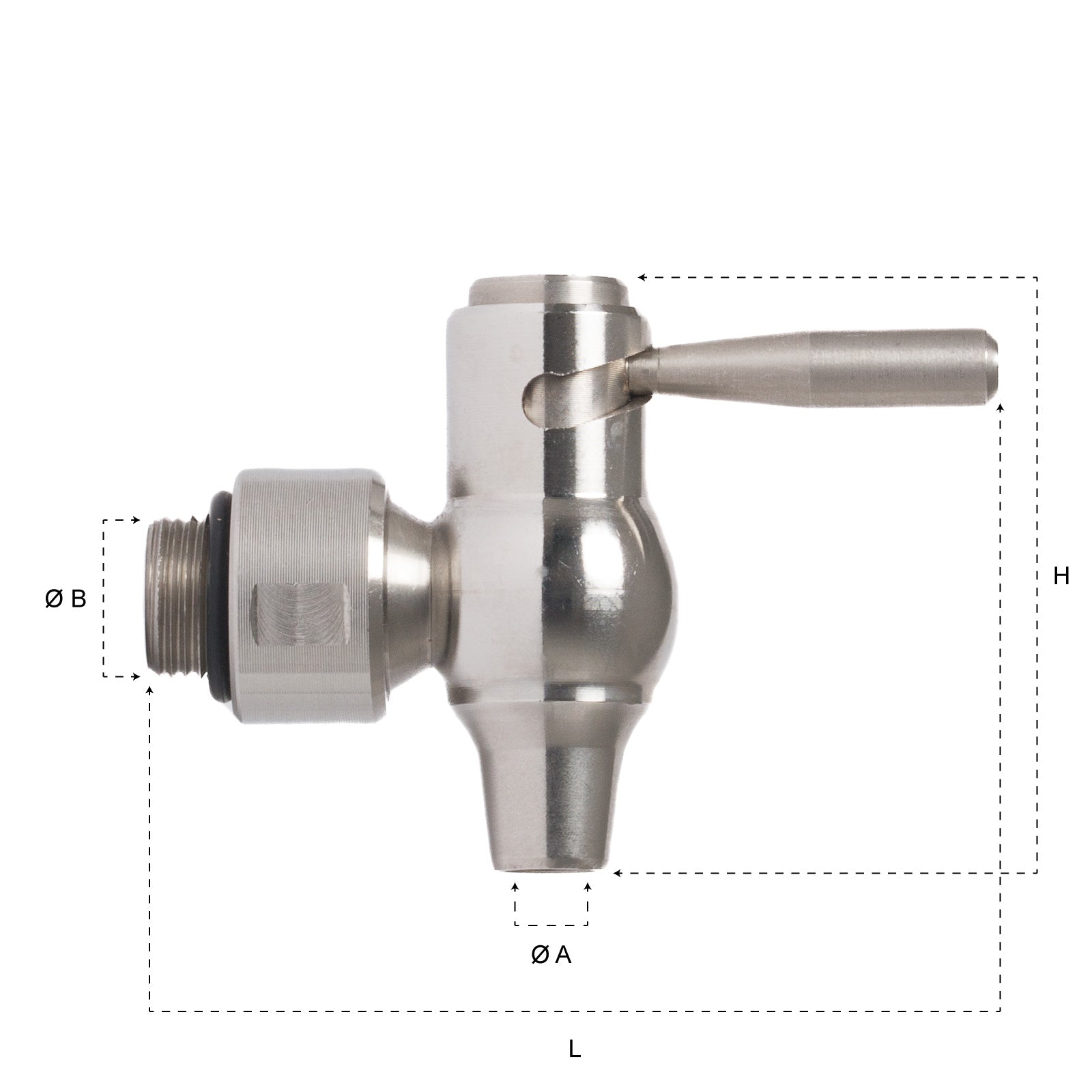 Rubinetto Salvagoccia INOX con Leva GAS 1/2" M