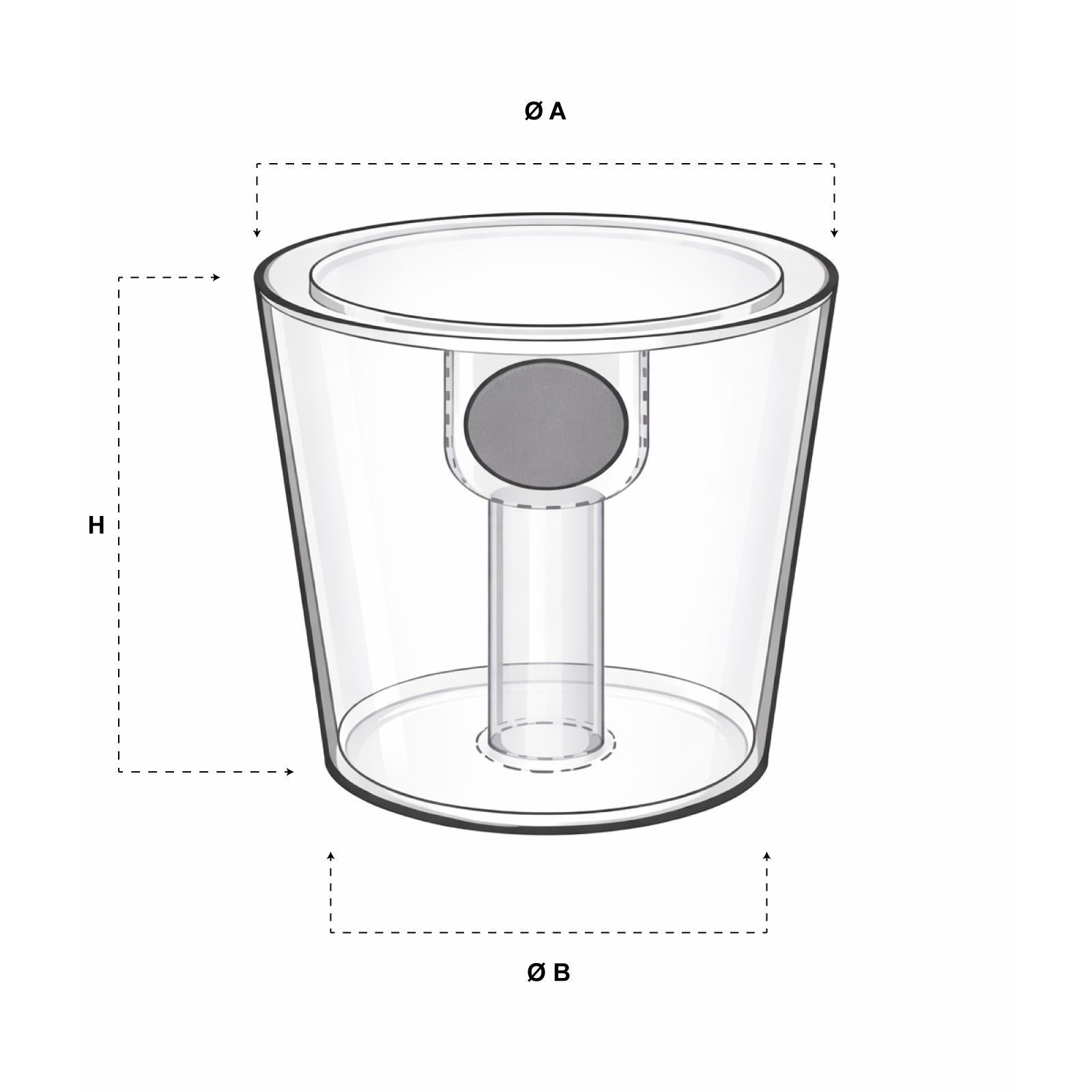 Tappo Conico per Fermentazione Barrique in Silicone Alimentare Trasparente (Ø Sup. 55 - Ø Inf. 47 mm)