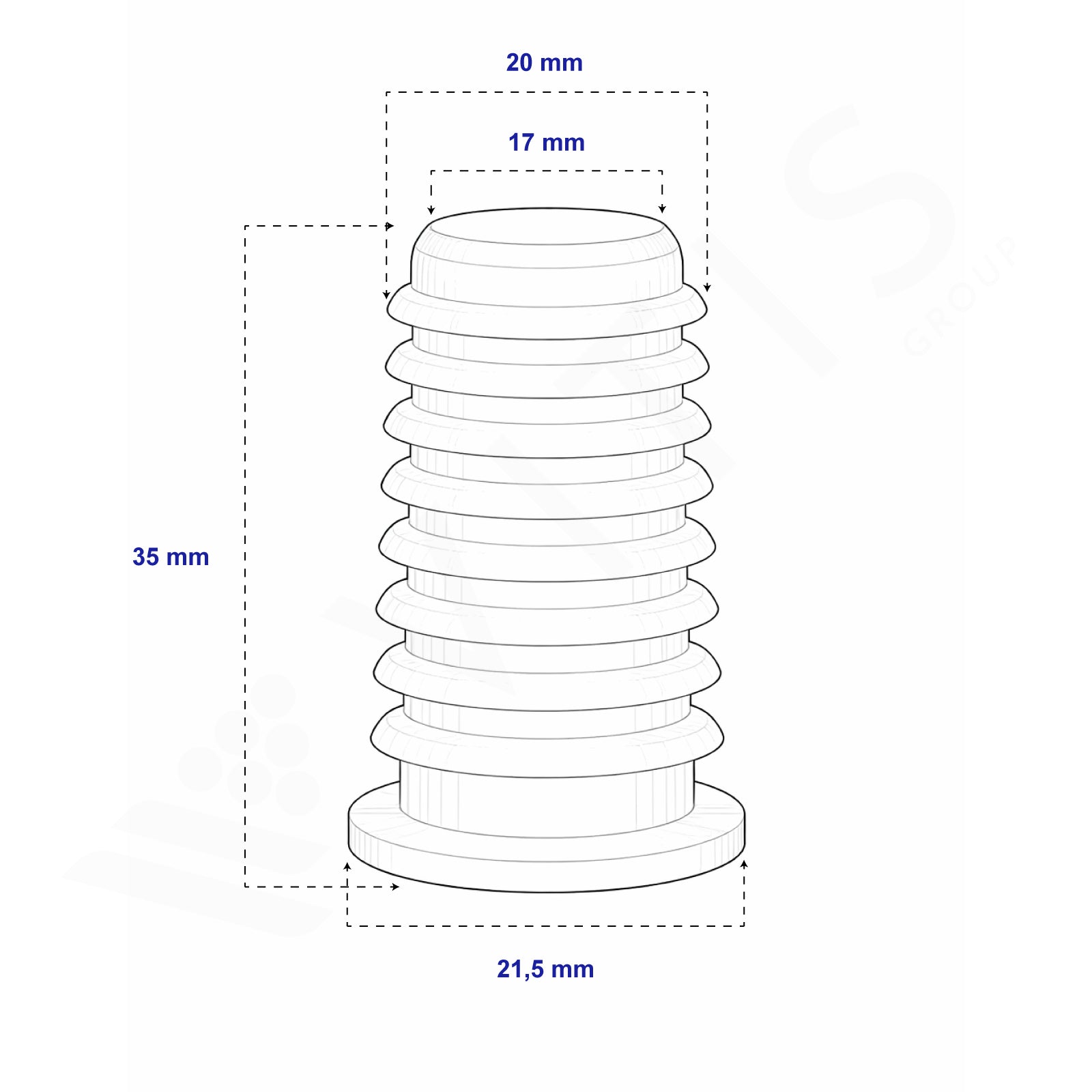 Tappo Raso Alettato a Martello in Plastica - Per Vini Fermi e Liquori (100pz)