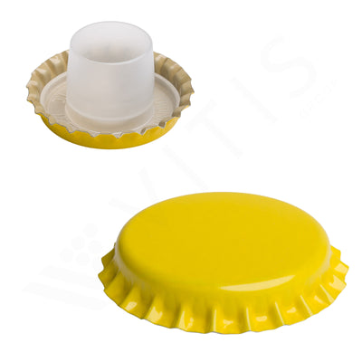 Tappo a Corona Giallo Ø 29 mm con Bidule Lungo - Per Spumante Metodo Classico (200 pz)