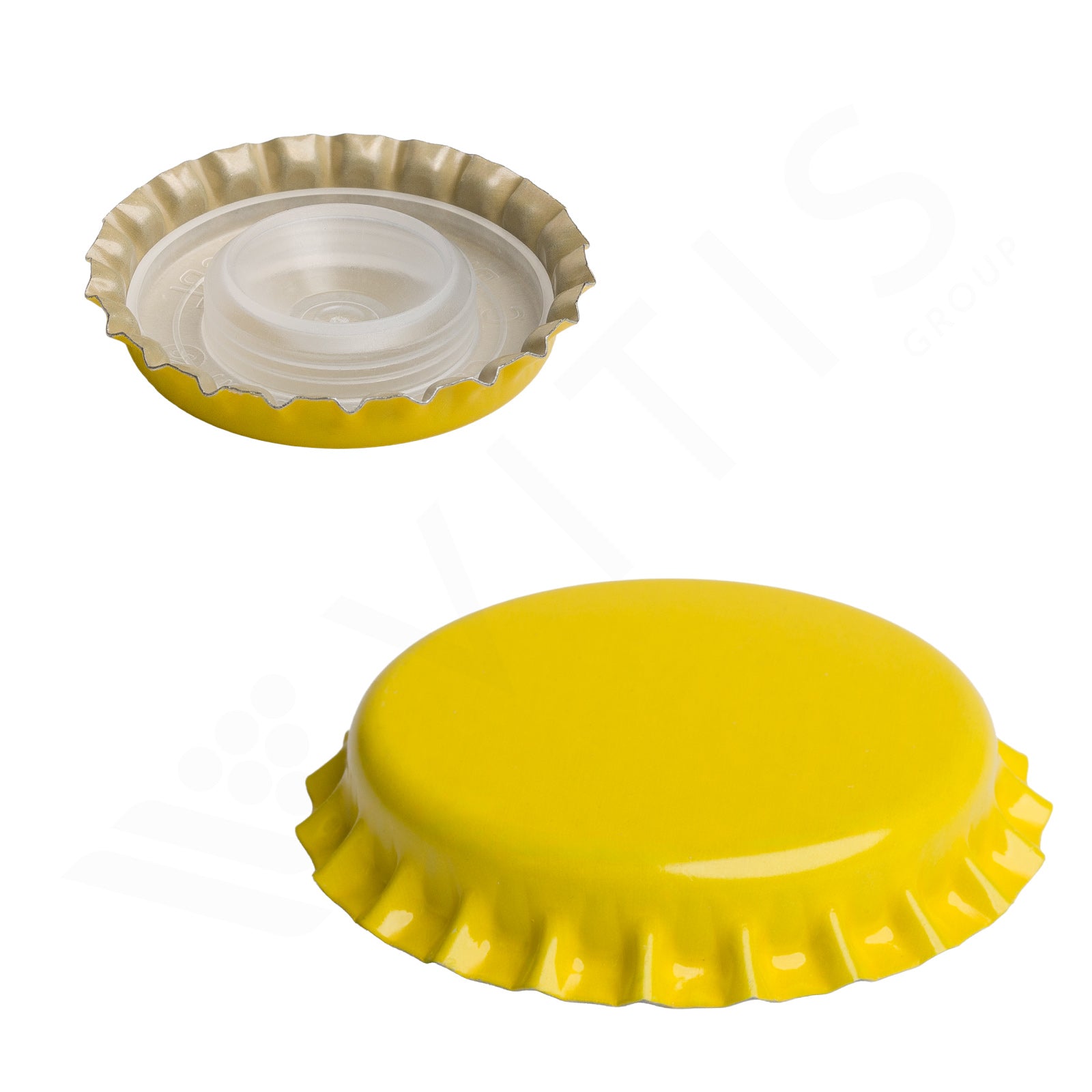 Tappo a Corona Giallo Ø 29 mm con Sottotappo - Per Spumante Metodo Classico (200 pz)
