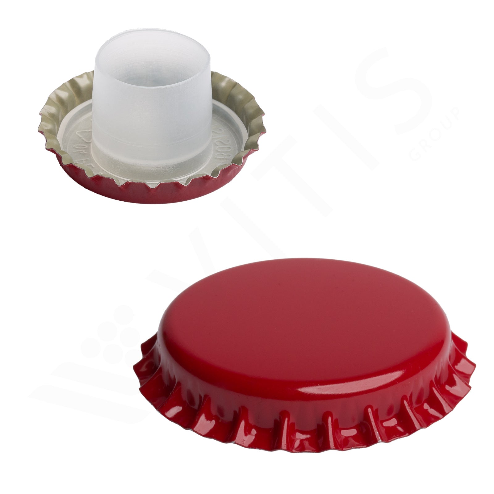 Tappo a Corona Rosso Ø 29 mm con Bidule Lungo - Per Spumante Metodo Classico (200 pz)