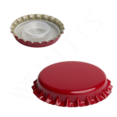 Tappo a Corona Rosso Ø 29 mm con Sottotappo - Per Spumante Metodo Classico (200 pz)