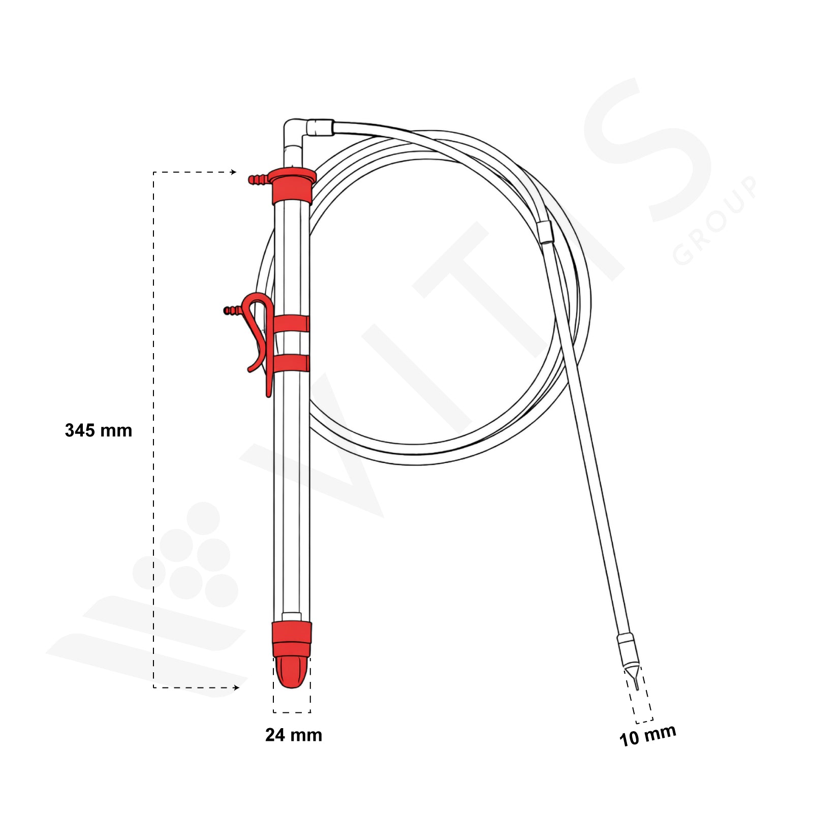 Travasatore-Riempitore "Quick Start" da 34,5 cm, con Tubo Rigido Ø 24 mm e Asta di Riempimento Anti-Schiuma per Vini Frizzanti e Birra