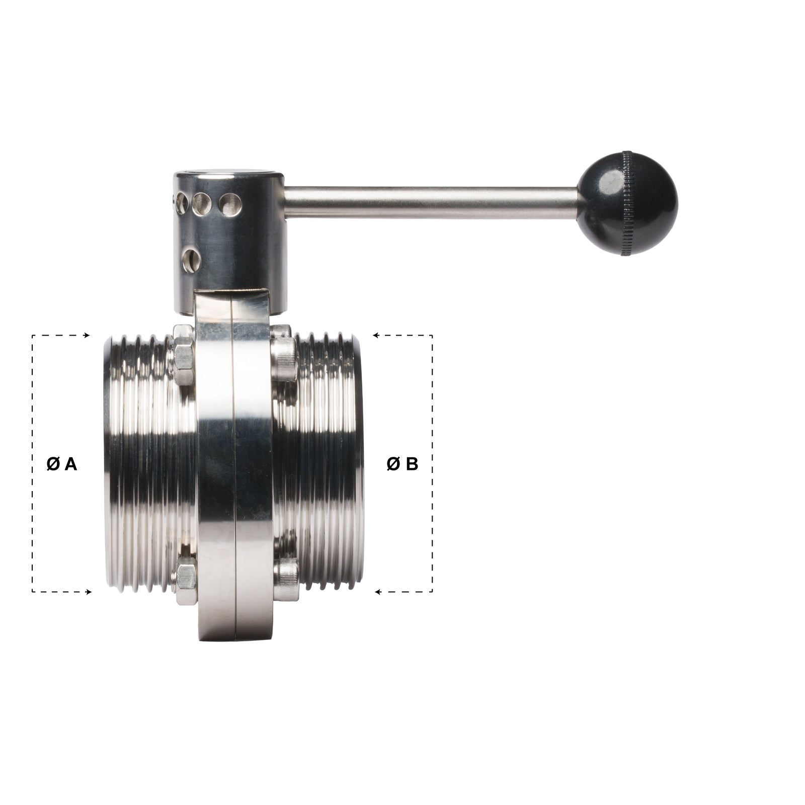 Valvola a Farfalla INOX con Leva a Trazione DIN 25 F x DIN 25 F