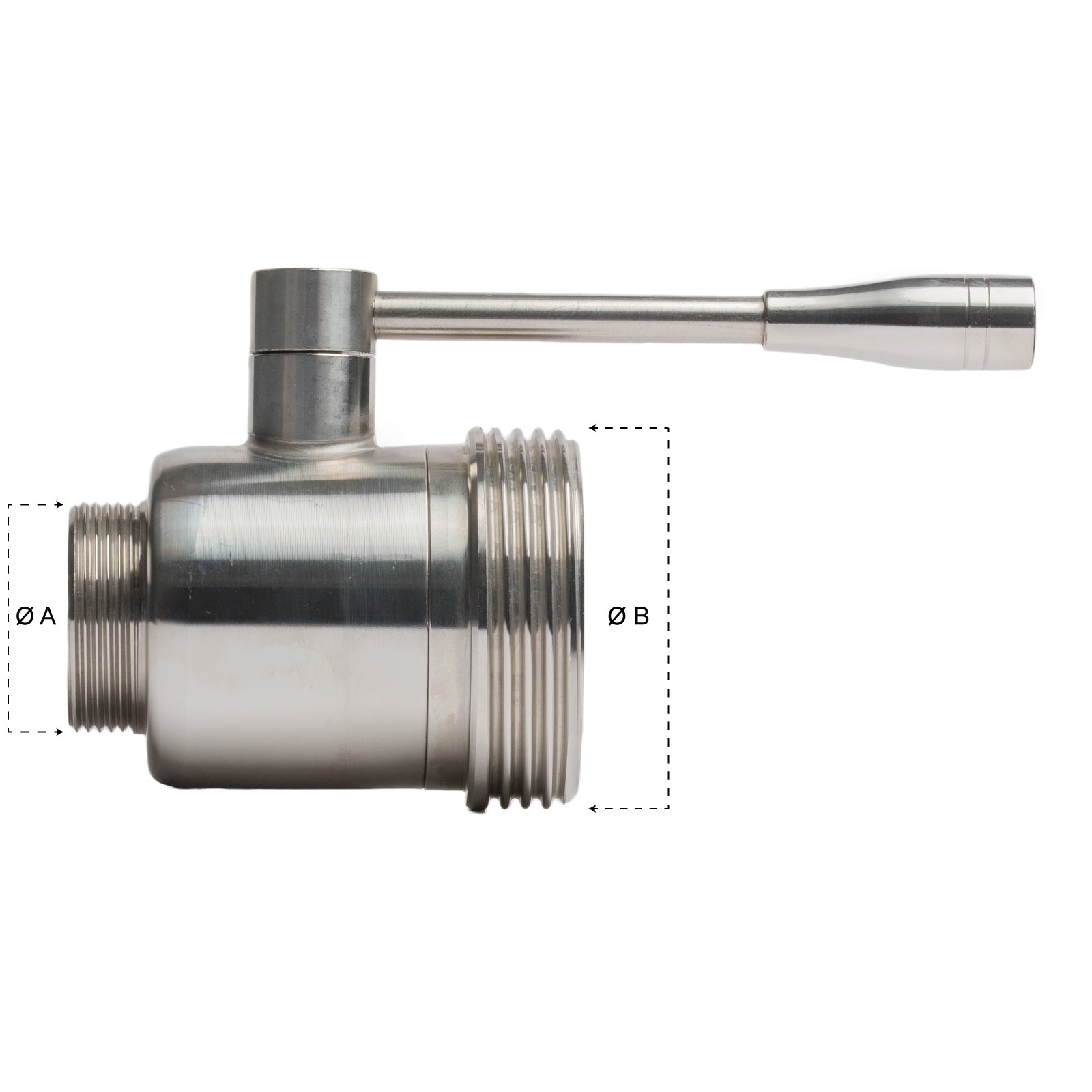 Valvola a Sfera INOX DIN 50 F x GAS 1"1/4 M